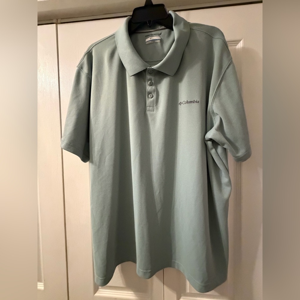 Columbia Omniwick Men's Light Blue/Gree Polo Shirt Size XXL